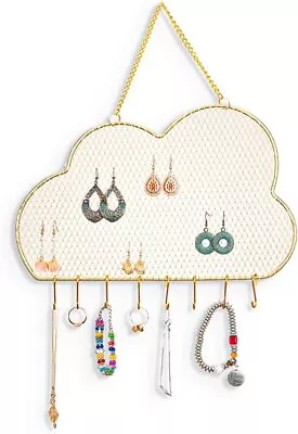 SHILIPAIJC Hanging Jewelry Orgnizer Wall Mounted Metal Earring Necklaces Displ • £10.60