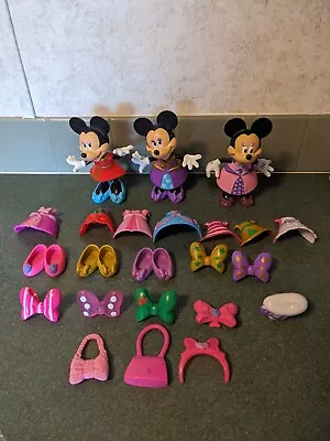 Disney Minnie Mouse Bowtique Dress Up Doll Snap N’ Style Clip On Lot • $25