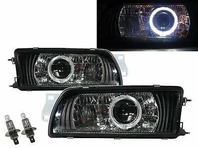 Libero MK4 92-95 Guide LED Angel-Eye Projector Headlight BK For Mitsubishi RHD • $606.61