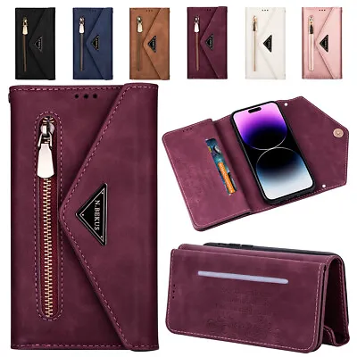 $19.02 • Buy For IPhone 14 13 12 11 Pro Max XS XR 8 7 Leather Zipper Wallet Case Purse Cover
