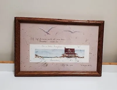 D.Morgan Framed Matted Litho In A Little Bungalow Beach Signed Art Collectible • $44