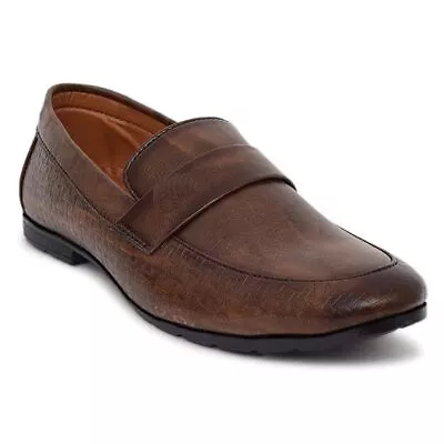 Men's Brown Fully Nagra Faux Jutti Water Resistant Faux Leather Pull-On Men Shoe • £24.56