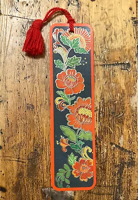 Vtg 1970s Red & Orange Flowers Garden Springtime Embossed Hallmark BOOKMARK 80s! • $14.99