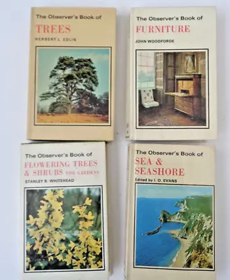 4x Vintage The Observer's Book Of - Furniture Trees Sea & Seashore Flowering • £14.99