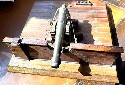 Vintage Ship Deck Cannon Model - 5  Wood & Brass Display • $20