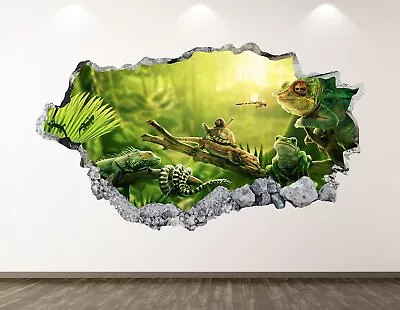 £3.99 • Buy Jungle Wall Decal - Animals 3D Smashed Wall Art Sticker Kids Decor Vinyl