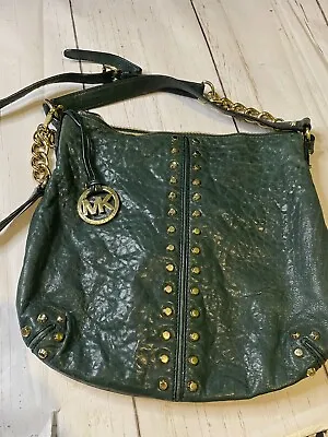 Michael Kors Uptown Astor Hunter Green Leather Lg Crossbody Shoulder Bag • $50