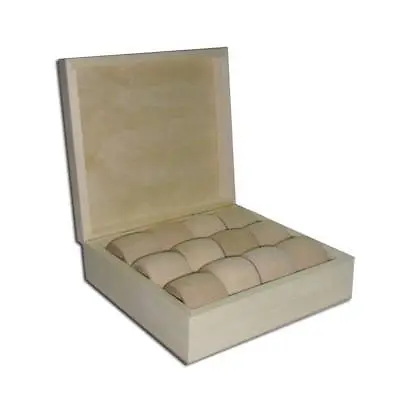 Plain Wood Wooden Box 12 Napkin Rings Table Holders (4.9cm) - Box  (PD33)  • £12.99