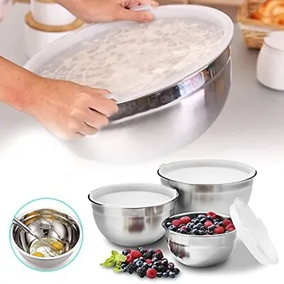 Interiors 87 3PK Mixing Bowl SET. Stainless Steel Comes With Airtight LIDS • £12