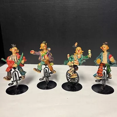 Set Of 4 K's Collection Clown Figurines Riding Unicycles • $35