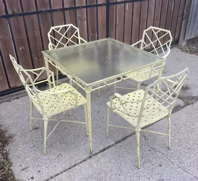 Orig Sgnd Brown Jordan Calcutta Faux Bamboo Dining Set Patio/ Indoor We Deliver • $3950