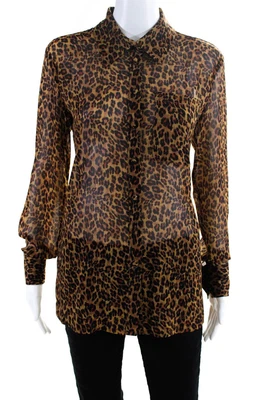 $59.99 • Buy Staud Womens Cheetah Print Button Front Collared Dress Shirt Top Brown Size XS