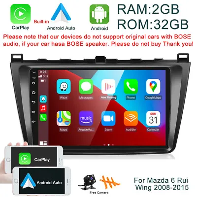 32GB Android 12 Car Stereo Radio GPS Navi CarPlay For Mazda 6 Rui Wing 2008-2015 • $119.99