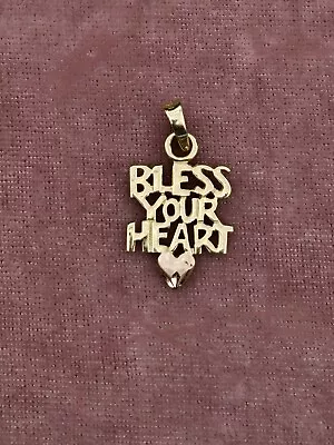 Vintage 14k  Bless Your Heart  Word Talking Charm Pendant Funny Rose Gold Rare • $195