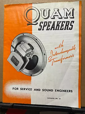 Vtg Quam-Nichols Co Catalog 1941 Speakers Microphones Cabinet Brochure • $8.98