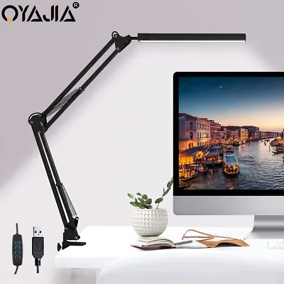 £13.99 • Buy LED Desk Lamp Eye-Caring Adjustable Swing Arm Table Light With Clamp Dimmable