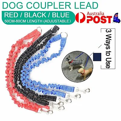 $13.99 • Buy Double Dog Coupler Twin Dual Lead 2 Way Two Pet Dogs Walking Safety Nylon Leash