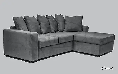 £369.99 • Buy Corner Sofa Set 3+2 Seater Footstool Premium Fabric Grey Charcoal Black Beige 