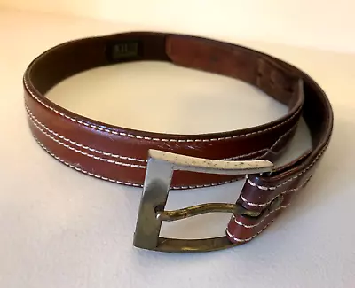 5.11 Contrast Stitched Heavy Tactical Brown Leather Belt Brass Men's 38  Long • $14.95