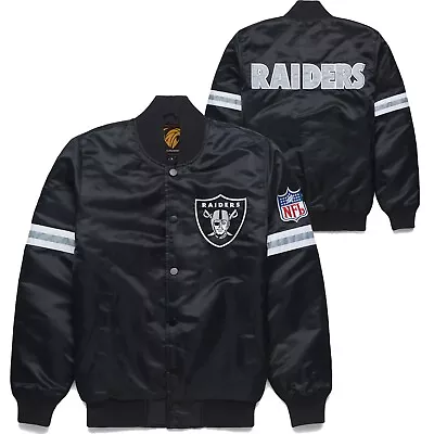 NFL Oakland Las Vegas Raiders Black Satin Varsity Jacket Embroidery Logos • $99