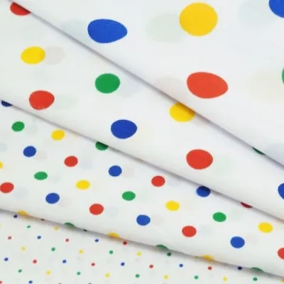 £1.50 • Buy Polycotton Fabric Polka Dots Spots Dotty Multi Craft Dress Costume Spot Spotty