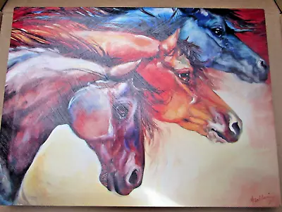 Marcia Baldwin 2007 - 16  X 12  - 3 Horses - Oil Print Gel Embellishment  NICE! • $34.20