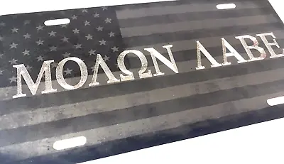 Combo Laser US Flag & Diamond Etched Engraved Molon Labe Car Tag License Plate • $19.89