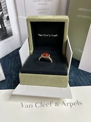 Van Cleef Arpels Perlée Couleurs Ring  18K Rose Gold Carnelian Size 55 • $2000
