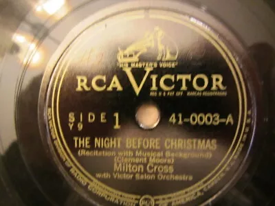 Milton Cross/victor Salon Orchestra The Night Before Christmas/jingle Bells Fant • $9.50