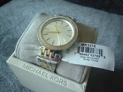 Michael Kors Mk3215 Darci Silver Two Tone Stainless Steel Ladies Watch Genuine • £94.99