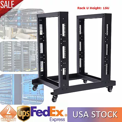 19  15U Server Network Cabinet Movable Server Rack Server Computer Cabinet US • $119.70