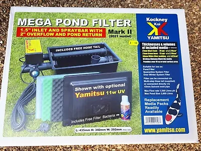 NEW 2022 Pond Filter Black Box Mega MARK 2 + 11 Watt UVC Kockney Koi Yamitsu • £149.99