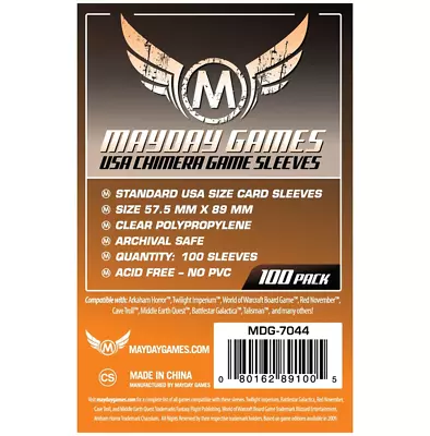 Mayday Games USA Chimera Game Sleeves - 100 Pack - 57.5 X 89 Mm (H) • £2.09