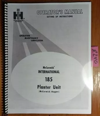 IH International Harvester 185 Planter Unit McCormick Hopper Operator Manual '64 • $16.49