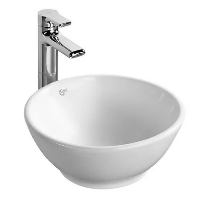 Round Bathroom Sink Vessel Basin Modern Ideal Standard Counter Top Ceramic • £76.40