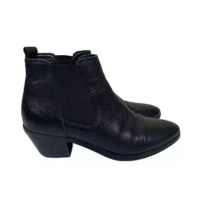 Marc Fisher Women’s Almond Toe Black Pebbled Leather Chelsea Booties - Size 8 • $40