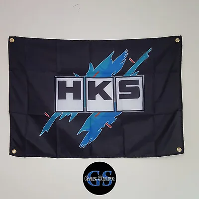 HKS Style 2 Garage Workshop Flag Banner JDM Modified Car Wall Hanging 5X3ft UK • £13.99