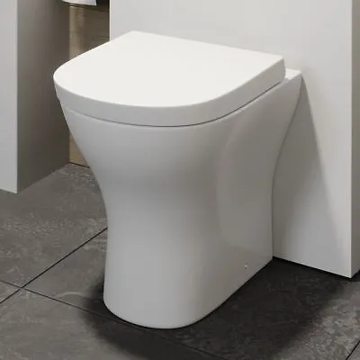 £99.97 • Buy Back To Wall BTW Modern Toilet Pan Soft Close Seat Space Saving White Ceramic