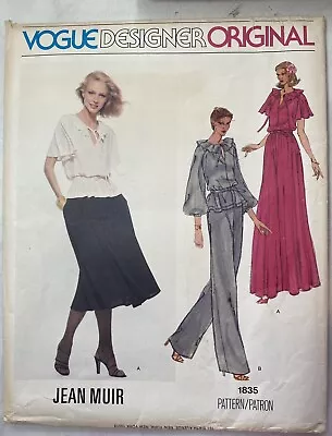 Vintage Vogue Jean Muir 1835 Designer Original Pattern 12 Top Skirt Pants Uncut • $11.90