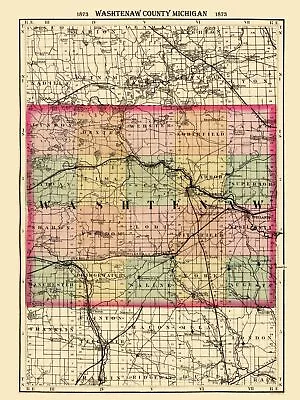 Washtenaw County Michigan - Walling 1873 - 23 X 30.63 • $36.95