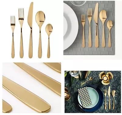 IKEA TILLAGD 20 Piece Gold Tone Stainless Steel Flatware Set NEW IN SEALED BOX • $59.99