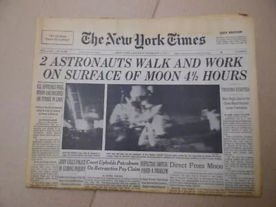 1971 APOLLO 14 ASTRONAUTS WALK MOON New York Times Newspaper February 6 Complete • $37.95