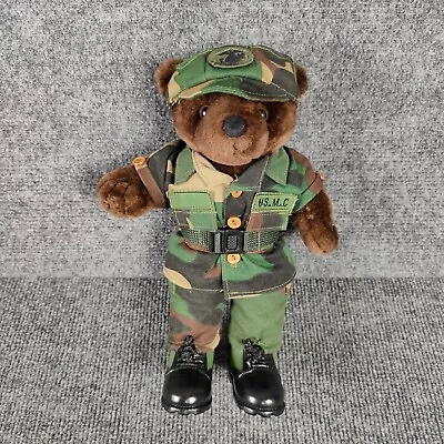 United States Marine Patriot Bear Plush USMC Military Camo Uniform Boots 10” • $19.95