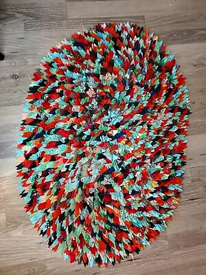Vintage Multicolor Homemade Sewn Rug Cottage Core • $29.99