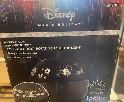 Disney Magic Holiday Mickey Mouse Flurry LED Projection Rotating Tabletop Light • $27