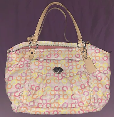 COACH Leah Signature Op Art Muti-color CC Shopper Tote Bag  #13142 • $100