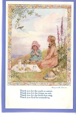 Old Vintage Postcard Artist Signed Margaret Tarrant Baby's Grace Children Picnic • £1.99