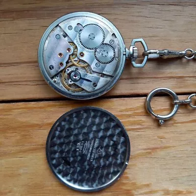 MOVADO Museum Watc Vintage Pocket Watch Manual 17 Jewels Open Face 44mm 1950s • $279.85