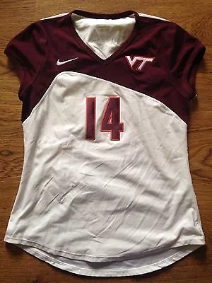 2009 Nike Virginia Tech Hokies Volleyball #14 White Game Worn Jersey • $14.99