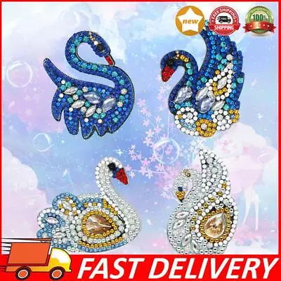 4pcs DIY Full Drill Special Shaped Diamond Painting Swan Shape Key Chain Craft • £6.46